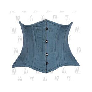 Teal Cotton Underbust Corset 3 Layers Curvy Heavy Boned with Stainless Steel Bus